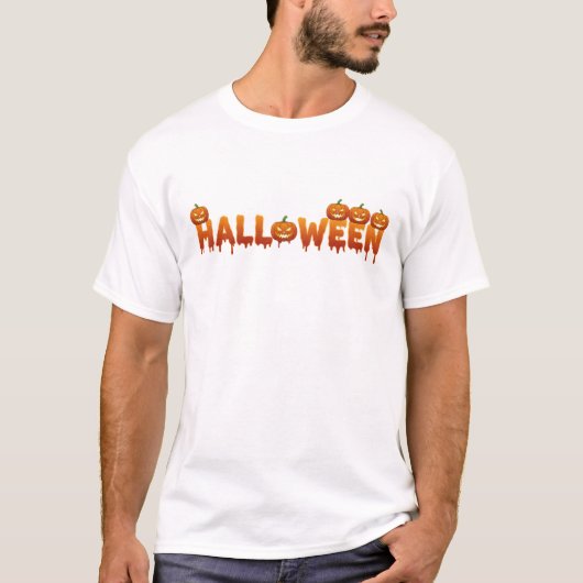 Druppelende Halloween-tekst Jack-o'-Lantern Spooky T-shirt (Voorkant)