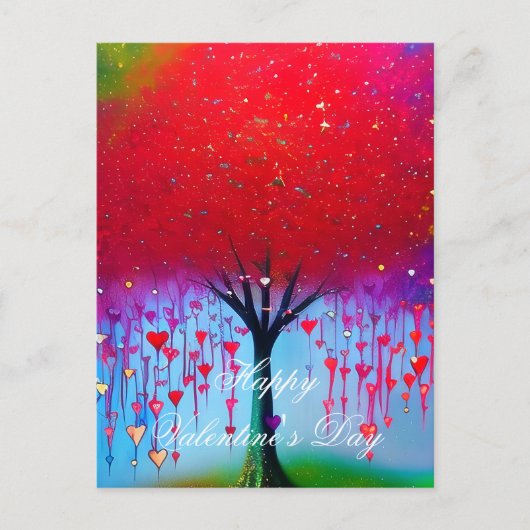 Druppelende harten boom valentijn briefkaart (Voorkant)