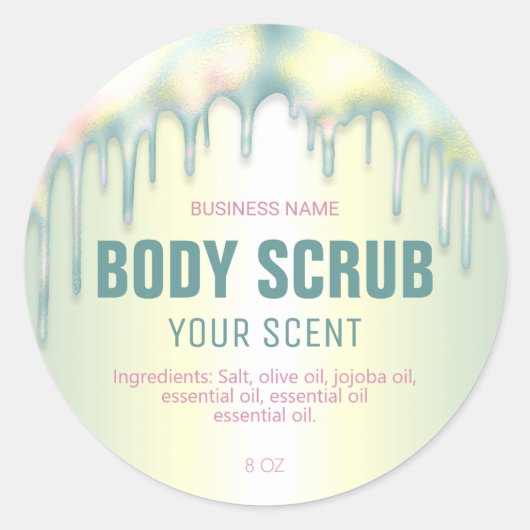 Druppelende holografische scrub-labels ronde sticker (Voorkant)