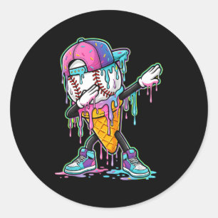 Druppelende honkbal druppel jongens ijs druppel ho ronde sticker