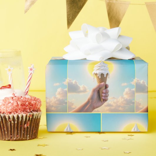 Druppelende Ice Cream Cone in de hete zon Cadeaupapier (Verjaardagsfeest)