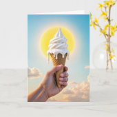 Druppelende Ice Cream Cone in de hete zon Kaart (Gele Bloem)
