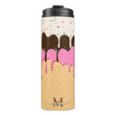 Druppelende Ice Cream Sprinkles Waffle Cone Monogr Thermosbeker (Voorkant)