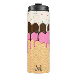Druppelende Ice Cream Sprinkles Waffle Cone Monogr Thermosbeker