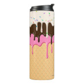 Druppelende Ice Cream Sprinkles Waffle Cone Monogr Thermosbeker (Gedraaid links)