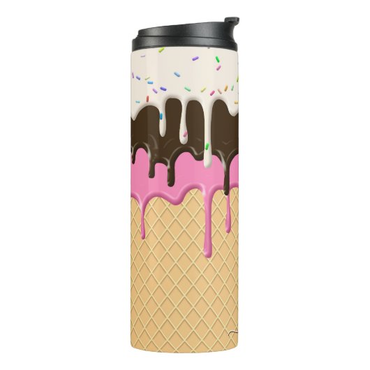 Druppelende Ice Cream Sprinkles Waffle Cone Monogr Thermosbeker (Gedraaid links)