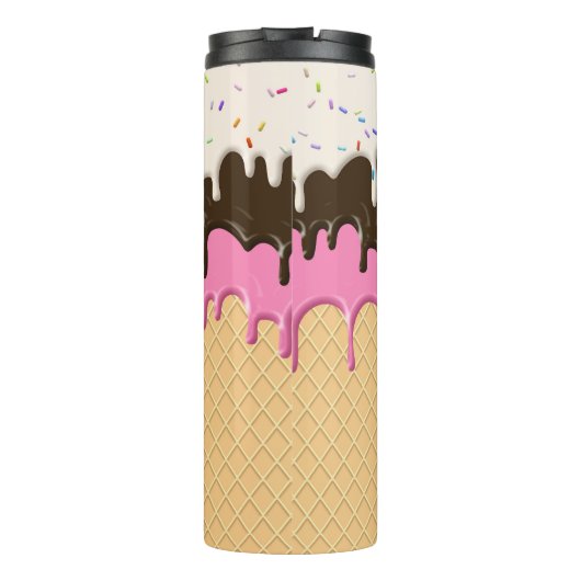 Druppelende Ice Cream Sprinkles Waffle Cone Monogr Thermosbeker (Achterkant)