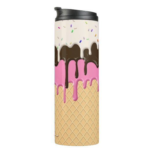Druppelende Ice Cream Sprinkles Waffle Cone Monogr Thermosbeker (Geroteerd rechts)