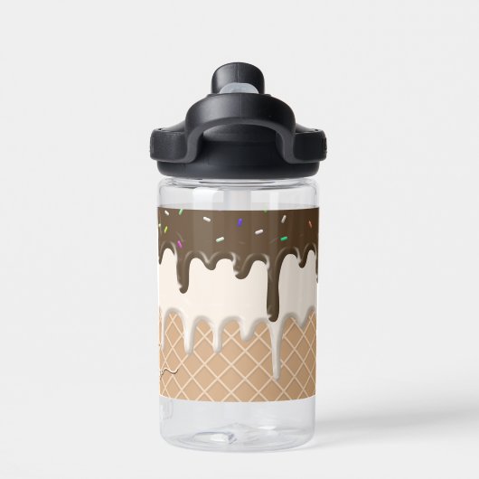 Druppelende Ice Cream Sprinkles Waffle Cone Monogr Waterfles (Achterkant)