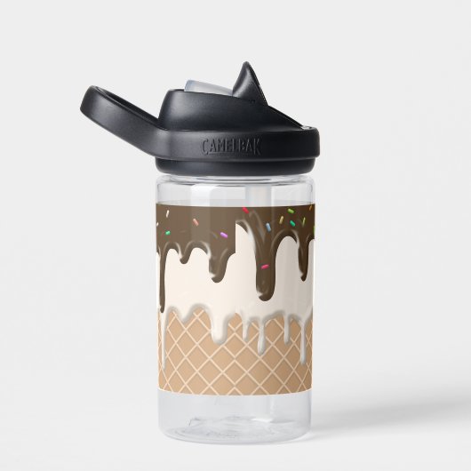 Druppelende Ice Cream Sprinkles Waffle Cone Monogr Waterfles (Rechts)