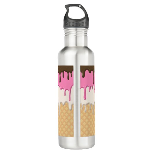 Druppelende Ice Cream Waffle Cone Monogram Waterfles (Achterkant)