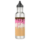 Druppelende Ice Cream Waffle Cone Monogram Waterfles (Rechts)