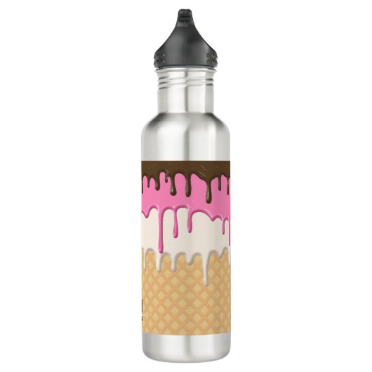Druppelende Ice Cream Waffle Cone Monogram Waterfles (Rechts)