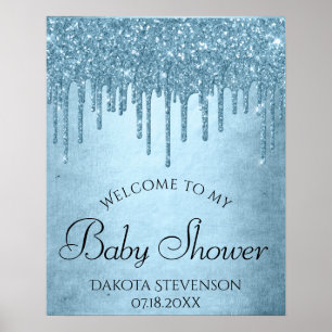Druppelende Ijsblauwe Glitters   Glam Glitter Brui Poster