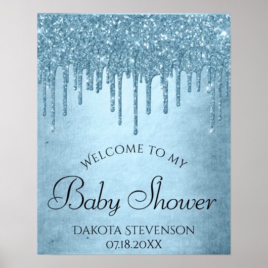 Druppelende Ijsblauwe Glitters | Glam Glitter Brui Poster (Voorkant)