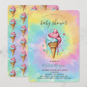 Druppelende Ijsjes Zomer Tie Dye Baby Borrel Kaart