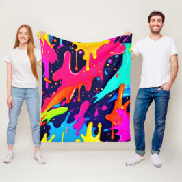 Druppelende Kleurchaos Fleece Deken
