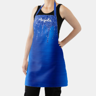 Druppelende Koninklijk Blauwe Glitter Glam Geperso Schort