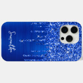 Druppelende Koninklijk Blauwe Glitter Glam Naam Case-Mate iPhone Case (Achterkant (horizontaal))
