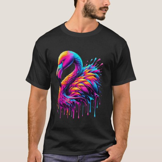 Druppelende Kunst Flamingo Flamingo's T-shirt (Voorkant)