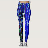 Druppelende lijnen Abstracte kunst Leggings blauw (Voorkant)