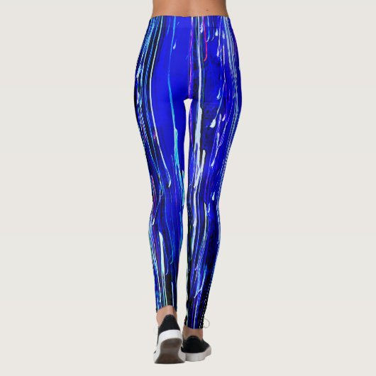 Druppelende lijnen Abstracte kunst Leggings blauw (Achterkant)