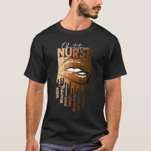 Druppelende Lippen Afro Zwarte Verloskundige Verpl T-shirt