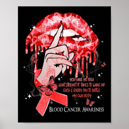 Druppelende Lippen Vlinders Vrouwen Bloed Kanker B Poster (Voorkant)