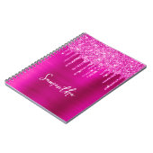 Druppelende Magenta Glitter Glam Naam Notitieboek (Linkerzijde)
