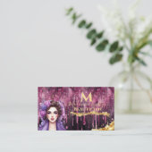 Druppelende Magenta Gold Monogram Beauty Hair Styl Visitekaartje (Staand voorkant)