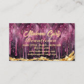 Druppelende Magenta Gold Monogram Beauty Hair Styl Visitekaartje (Achterkant)