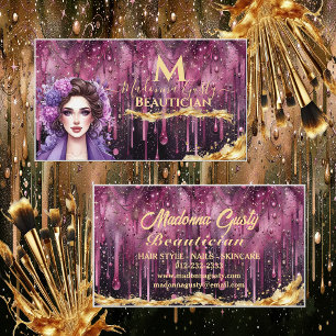 Druppelende Magenta Gold Monogram Beauty Hair Styl Visitekaartje