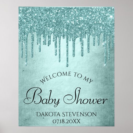 Druppelende Mint Glitter | Aqua Teal Smeltende Dou Poster (Voorkant)