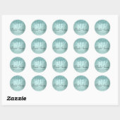 Druppelende Mint Glitters | Aqua Teal Smeltende Do Ronde Sticker (Vel)