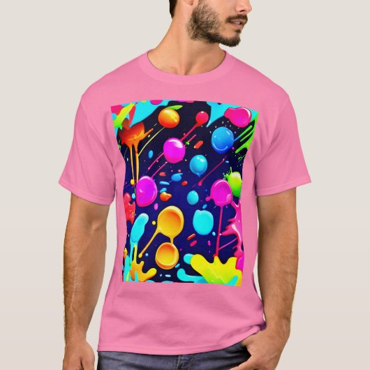 Druppelende neoninkt esthetisch t-shirt (Voorkant)