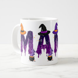 Druppelende Paarse en Zwarte Mama Heksenhoed en Pa Grote Koffiekop