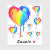 Druppelende Rainbow Heart Vinyl Sticker Set (Vel)