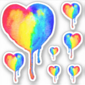 Druppelende Rainbow Heart Vinyl Sticker Set (Voorkant)