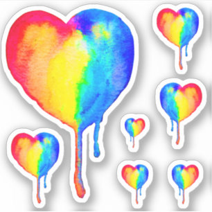 Druppelende Rainbow Heart Vinyl Sticker Set