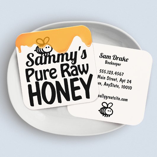 Druppelende Raw Honey Bold Typografie Vierkante Visitekaartje