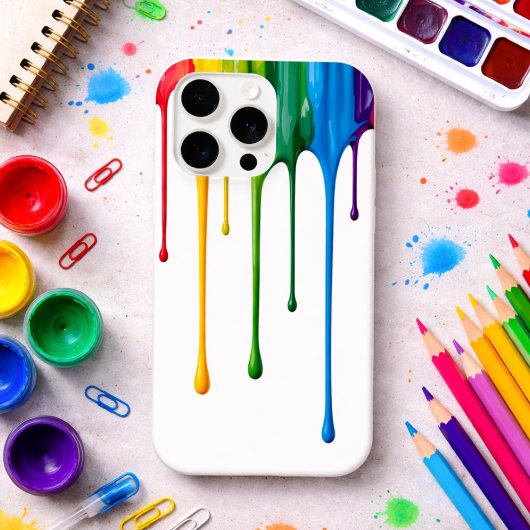 Druppelende Regenboog Verf iPhone Hoesje