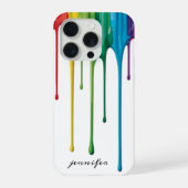 Druppelende Regenboog Verf Monogram iPhone Hoesje (Achterkant)
