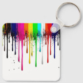 Druppelende Regenboog Verf Monogram Sleutelhanger (Achterkant)