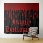 Druppelende Rode Satijnen Bloed Druppels Halloween Wandkleed (In Situ (horizontaal))