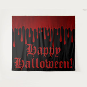 Druppelende Rode Satijnen Bloed Druppels Halloween Wandkleed