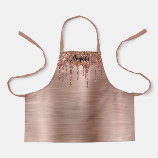 Druppelende Roze Gouden Glitter Glam Persoonlijk S Schort (Voorkant)