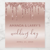 Druppelende Roze Gouden Wijnfles Label Wijn Etiket (Enkel label)