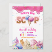 Druppelende Roze IJs Meisje Verjaardagsfeestje Kaart (Voorkant)