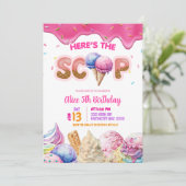 Druppelende Roze IJs Meisje Verjaardagsfeestje Kaart (Staand voorkant)