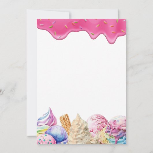 Druppelende Roze IJs Meisje Verjaardagsfeestje Kaart (Achterkant)